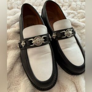 TOGA Virilis Black & White Leather Loafers w/ Silver Hardware – Size 40